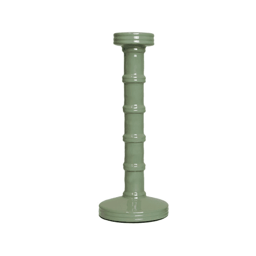 Image showing the Gloss Painted Wooden Column Candlestick, H25.5cm, Light Green product.