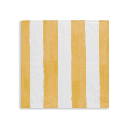 Image showing the Stripe Linen Napkin, 50cm x 50cm, Lemon Yellow product.