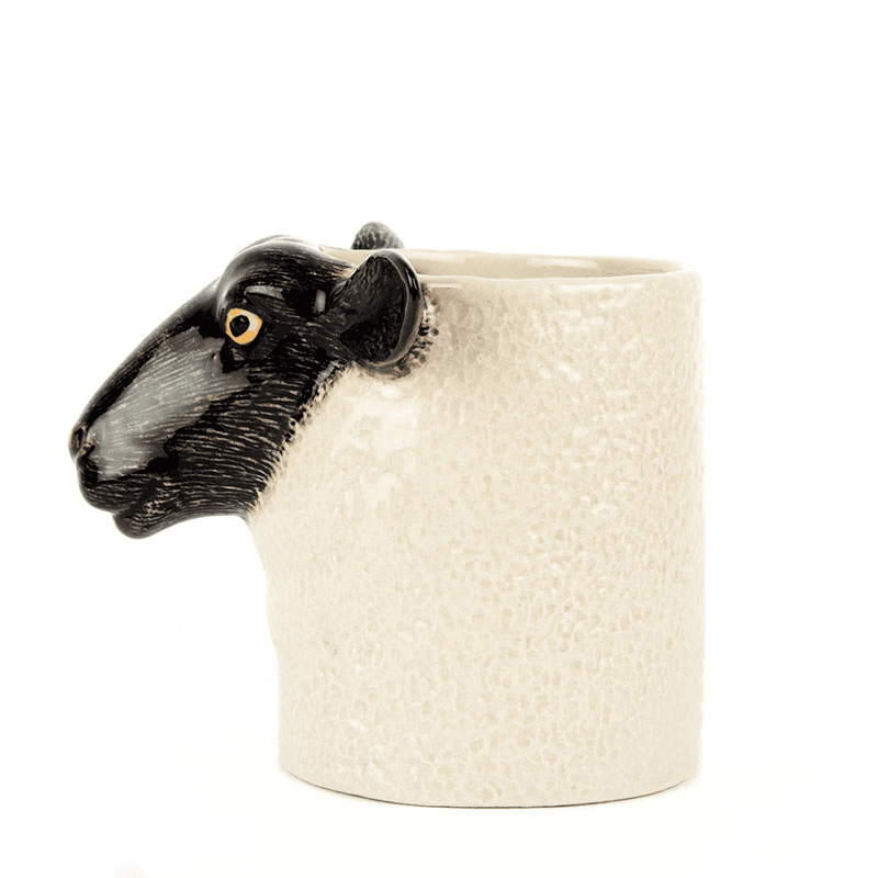Black Faced Suffolk Sheep Pencil Pot, H10.5cm, Black/White