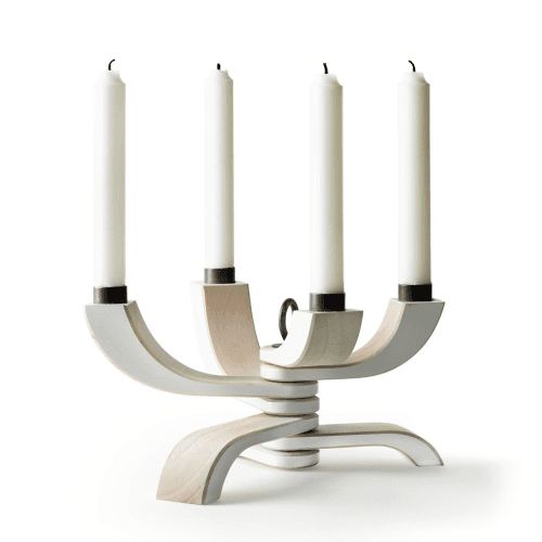 Image showing the Nordic Light Fold-able candle holder, H13 x W20.5 x D5cm, white product.