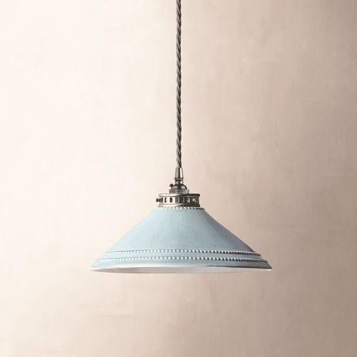 Image showing the Ted Ceramic Shade with Antiqued Silver Gallery, D29.5cm, Pale Blue product.