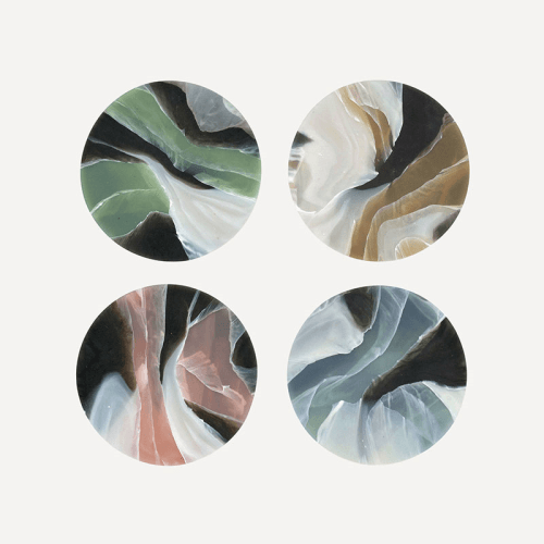 Image showing the Weez & Merl Set of 4 Coasters, D9.5cm, Tortoiseshell product.