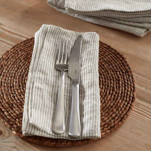 Image showing the Sid Stripe Set of 4 Napkins, 47 x 47cm, Natural product.
