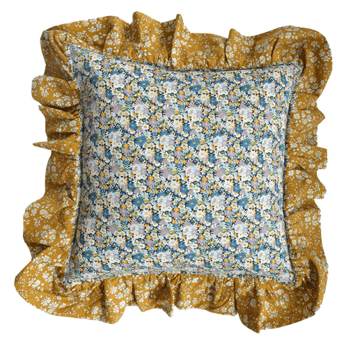 Image showing the Libby/Capel Ruffle Cushion, 40cm, Yellow product.