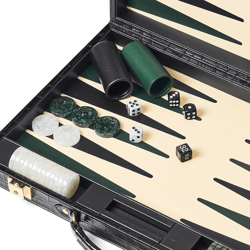 Backgammon Set, L45cm x W30cm, Black Croc