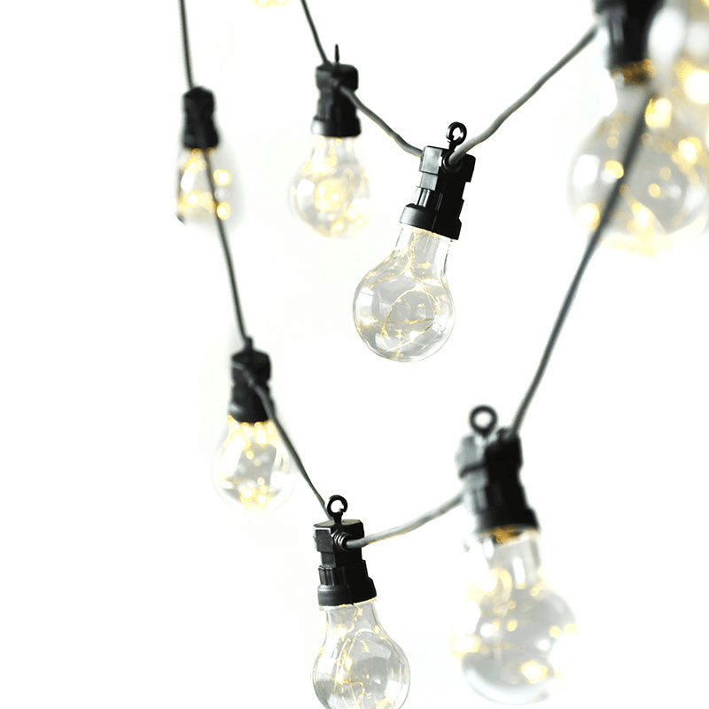 Festoon Lights, 20 Bulbs, Black