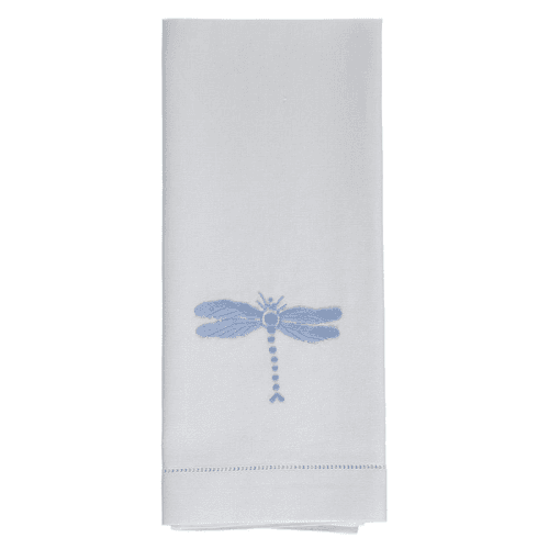 Image showing the Dragonfly Hand Towel, 38 x 58cm, White/Blue product.