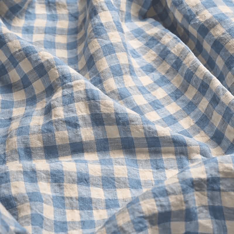 Gingham King Size Duvet Cover, Warm Blue