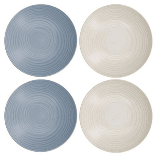 Image showing the Stoneware Set of 4 Coupe Pasta Bowls, D22cm, Blue product.