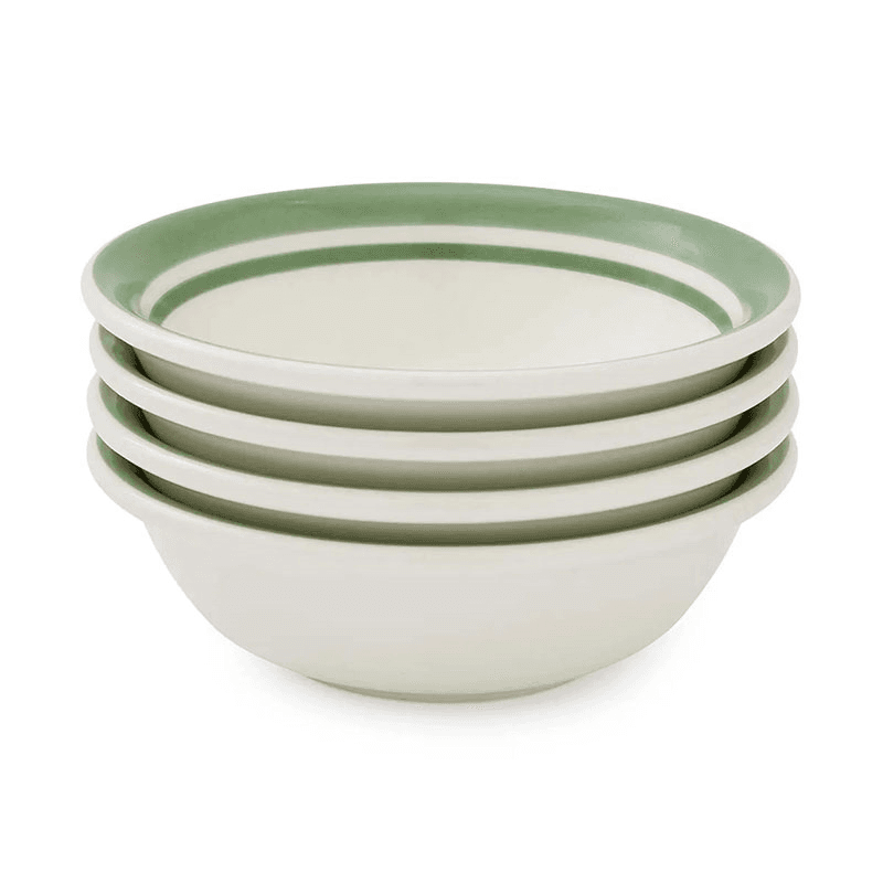 Potter's Stripe Set of 4 Bowls, D13cm, Green
