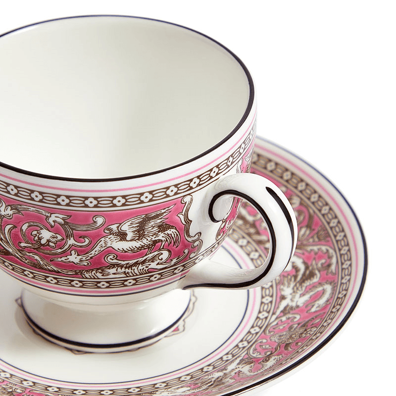 Florentine Teacup and Saucer, 174ml, Fuchsia