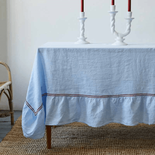 Image showing the Medium Linen Tablecloth, 180 x 300cm, Blue product.