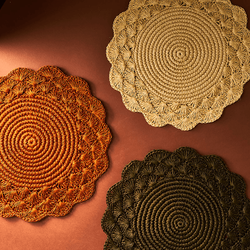 Clara Set of 2 Woven Placemats, D39cm, Terracotta