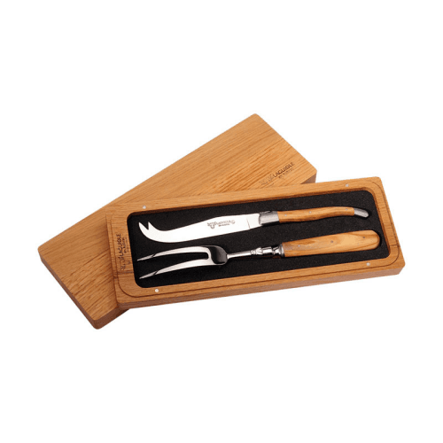 Image showing the Laguiole 2-piece Cheese Set, Olive Wood Handles product.