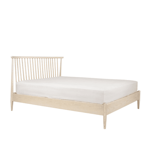 Image showing the Salina Double Spindle Headboard Bed Frame, Pale Timber product.