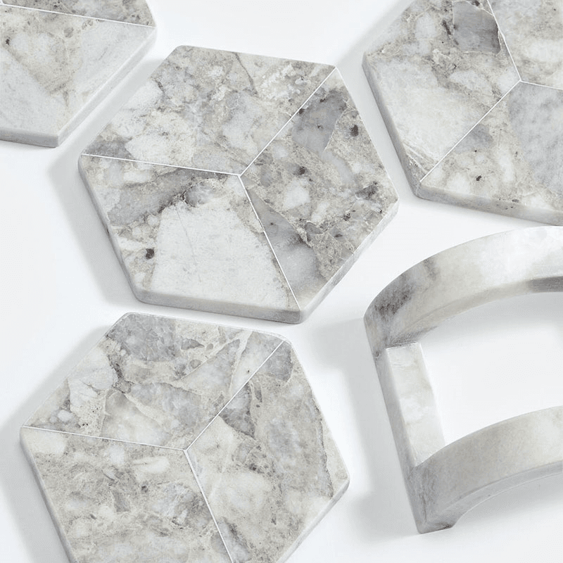 Clyde Set of four coasters, H11 x W9cm, White