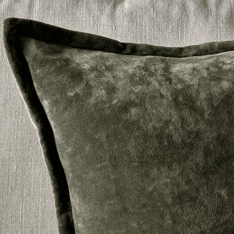 Pilani Velvet & Linen Cushion Cover, 50 x 50cm, Moss