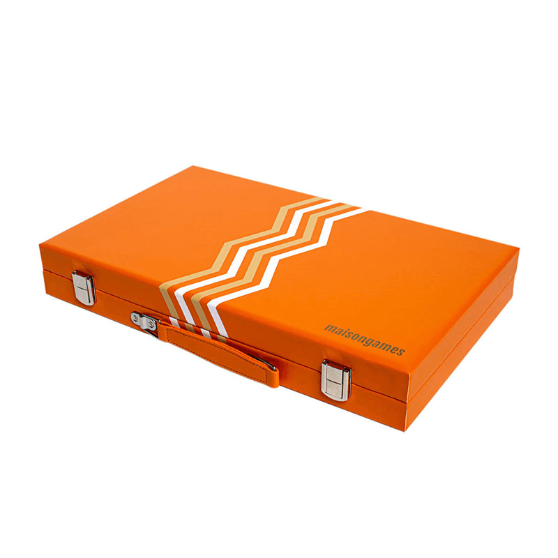Leather Backgammon Board, L45 x W38cm, Orange