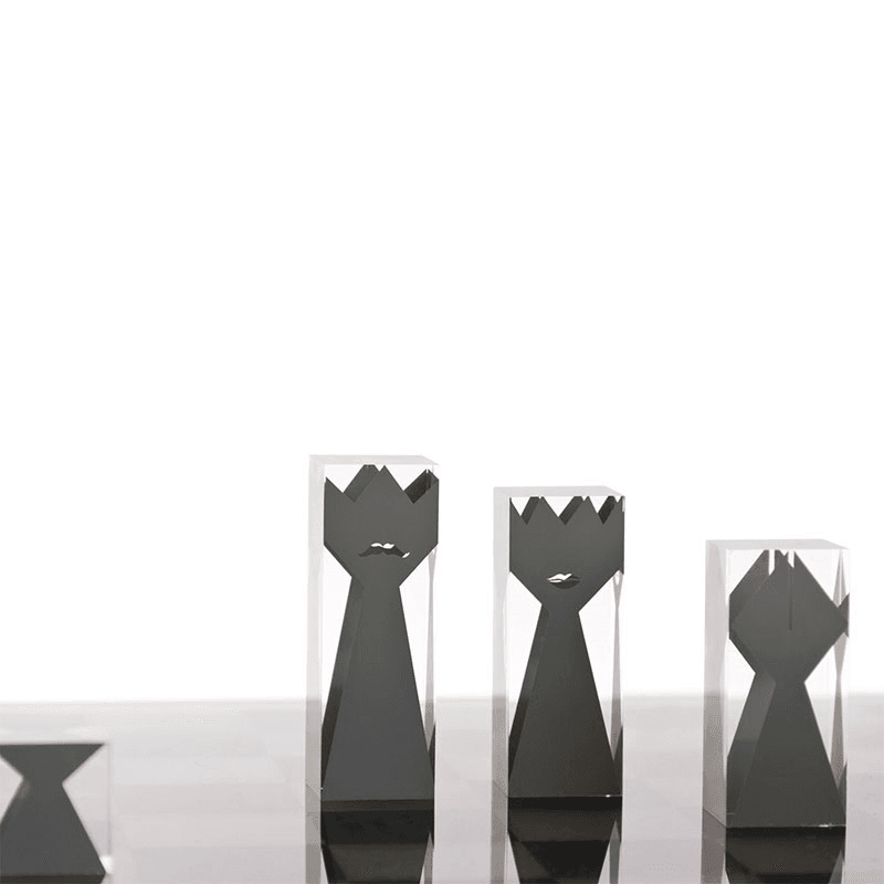Acrylic Chess Set, 44 x 44cm, Grey
