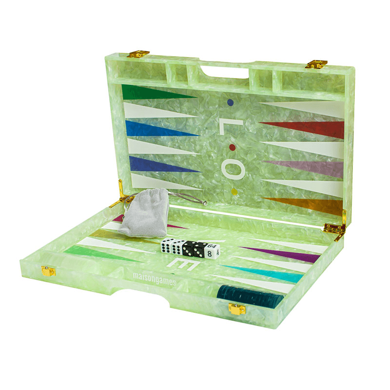 Love Backgammon Board, L45 x W38cm, Green