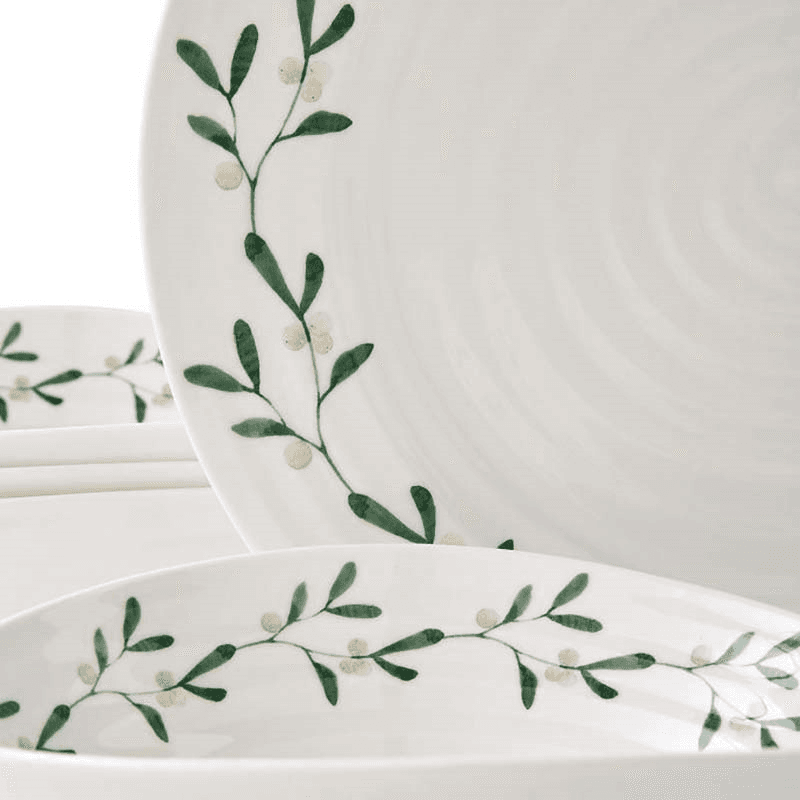 Mistletoe 12 Piece Dinnerware Set, White/Green