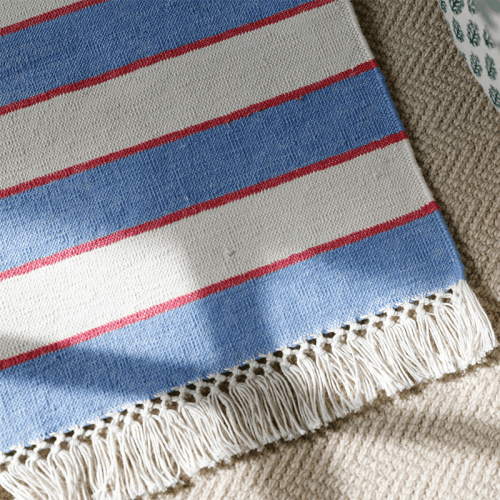 Image showing the Stripe Rug, 100 x 70cm, Blue & Pink product.