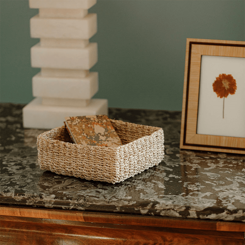 Abaca Square Storage Basket, Small, Natural