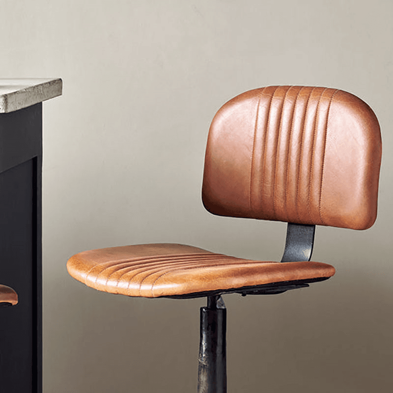 Narwana Bar Chair, Aged Leather & Iron