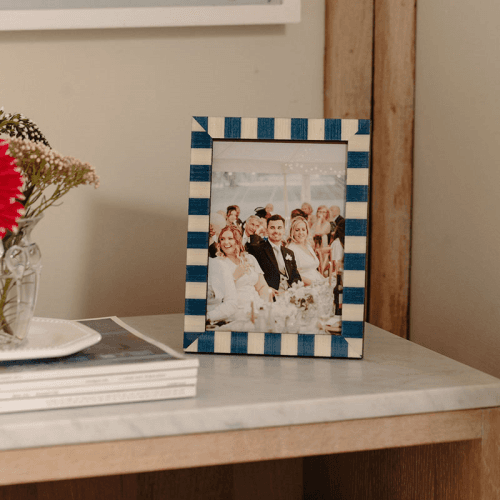 Image showing the Delilah Stripe Photo Frame, 5x7", Navy product.