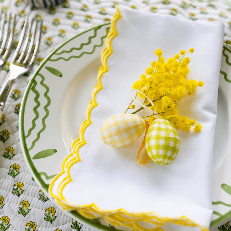 Mini Scallop Napkin, 45 x 45cm, Yellow