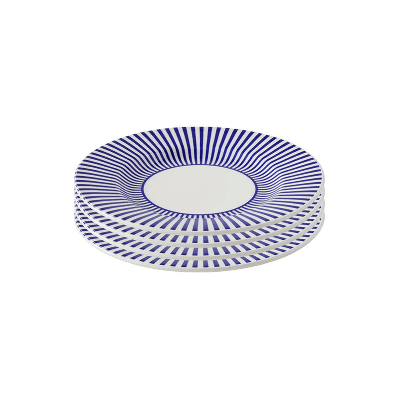 Stecatto Set of 4 Side Plates, D18cm, White and Blue