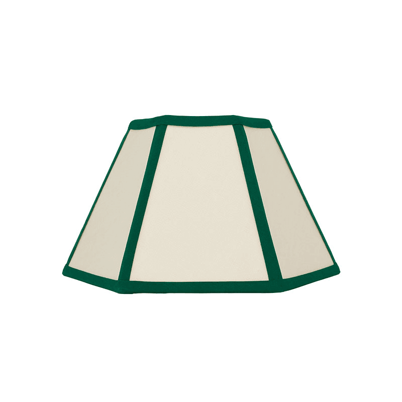 Hexagon Linen Lampshade, 10", Cream/Green Trim