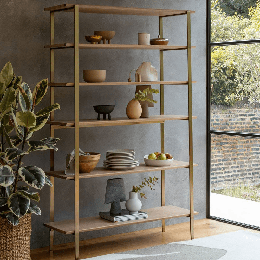 Crawford Wide Shelving Unit, Light Oak
