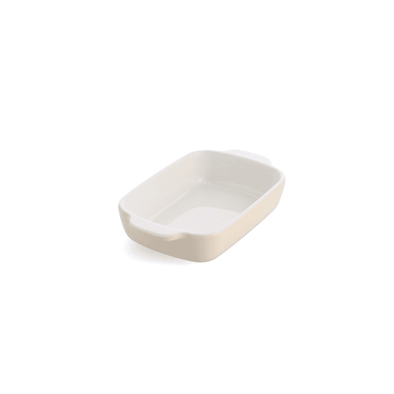 Stoneware Dish with Bamboo Lid, 20cm, Almond Cream