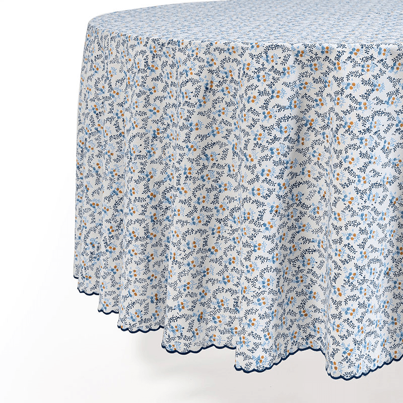 Little Flowers Tablecloth, D228cm, Blue