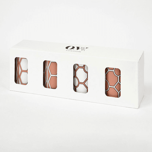 Image showing the Hex & Hoop Set of 4 Mugs, 350ml, Coral product.