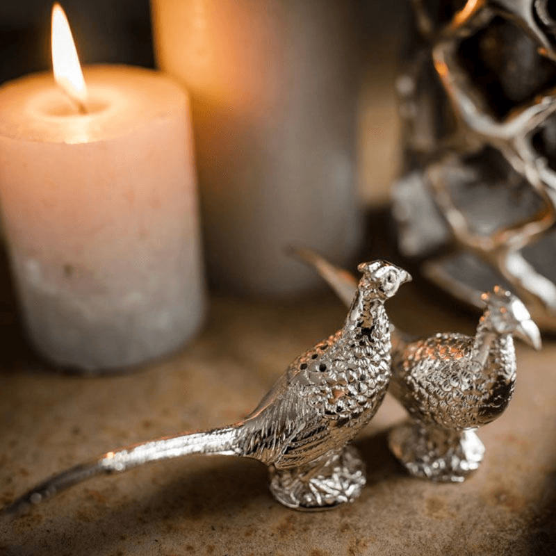 Pheasant Salt and Pepper Set, D11 x H6cm, Silver