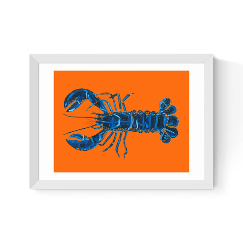 Image showing the Alice Straker Lobster on Orange Framed Print, 45 x 33cm, Orange product.