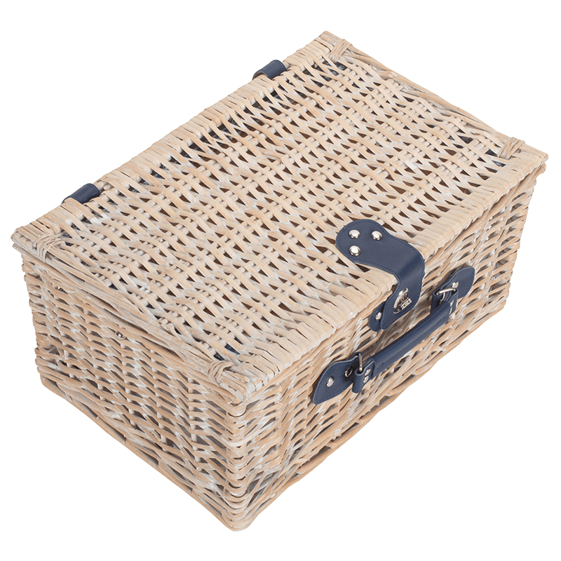 Gingham 2 Person Fitted Hamper, Blue & White