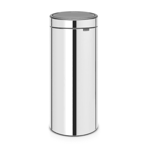 Image showing the Plastic bucket touch bin, 30 litre, Brilliant Steel product.