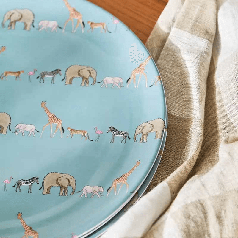 Animals of the Savannah Dinner Plate, D25cm, Blue