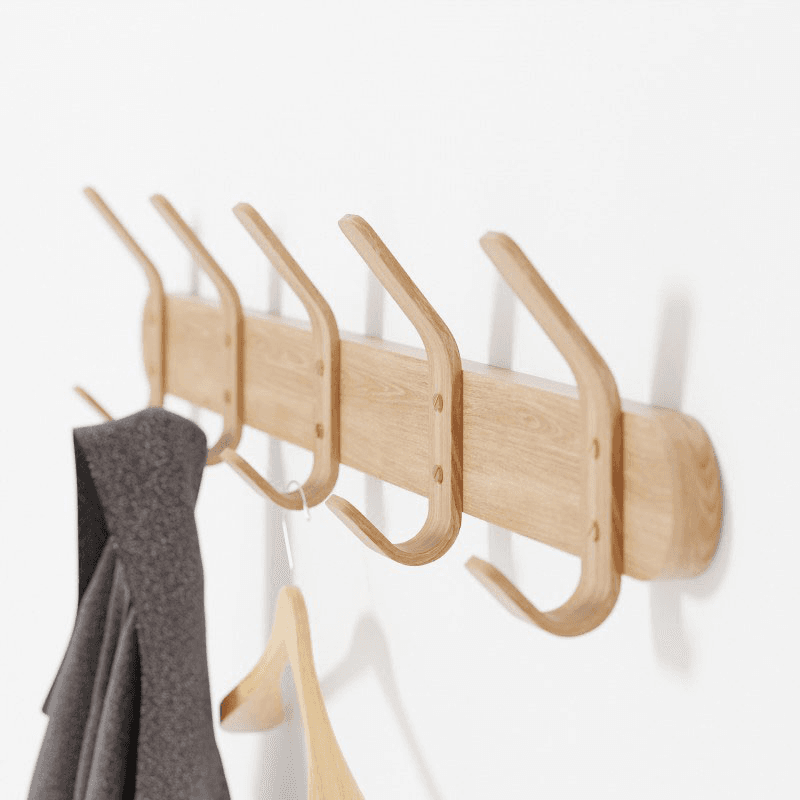 Left Hook 5 Hooks Rail, Oak