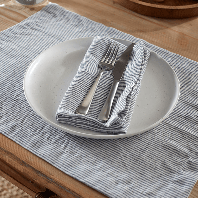 Sid Stripe Set of 2 Placemats, 35 x 50cm, French Blue