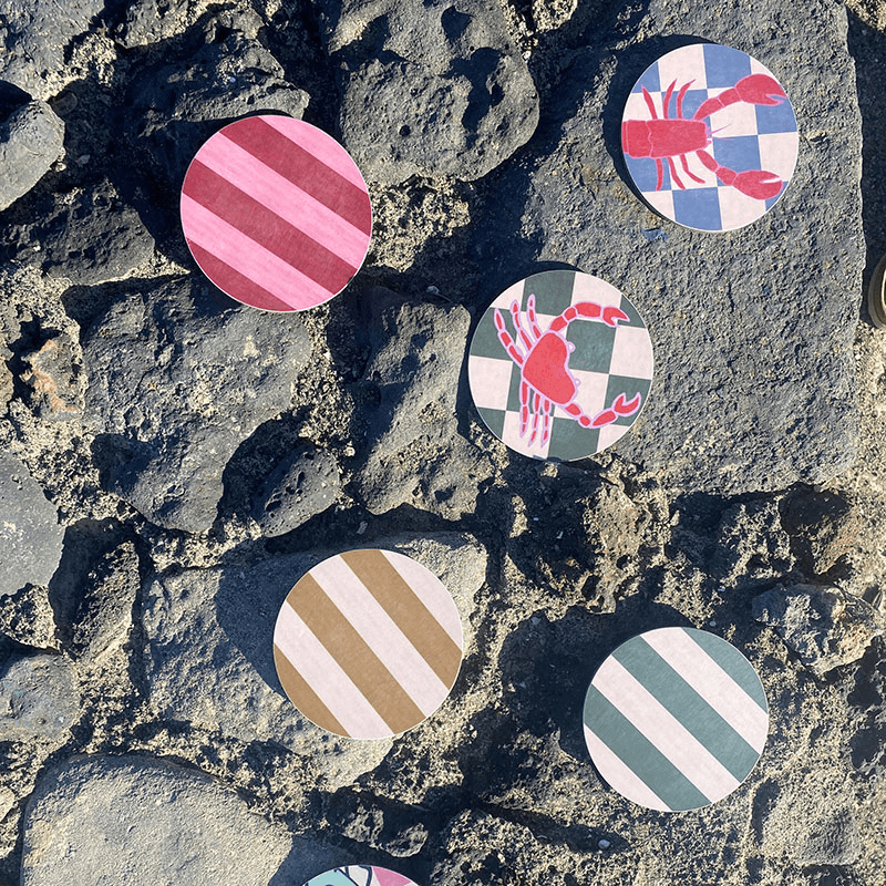 Lobster Set of 4 Coasters, D10cm, Multi