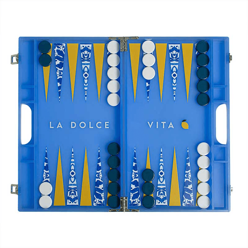 Dolce Vita Backgammon Board, L45 x W38cm, Blue