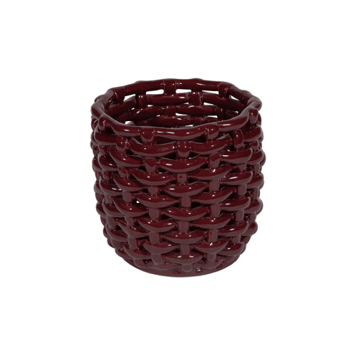 Image showing the Juicy Basketweave Planter, D18cm, Burgundy product.