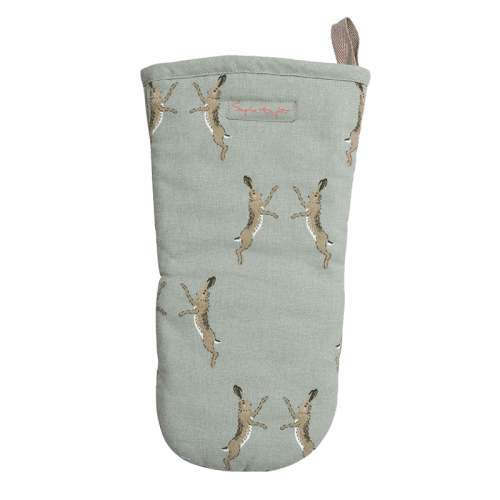 Image showing the Boxing Hares Oven Mitt, Duck Egg Grey product.