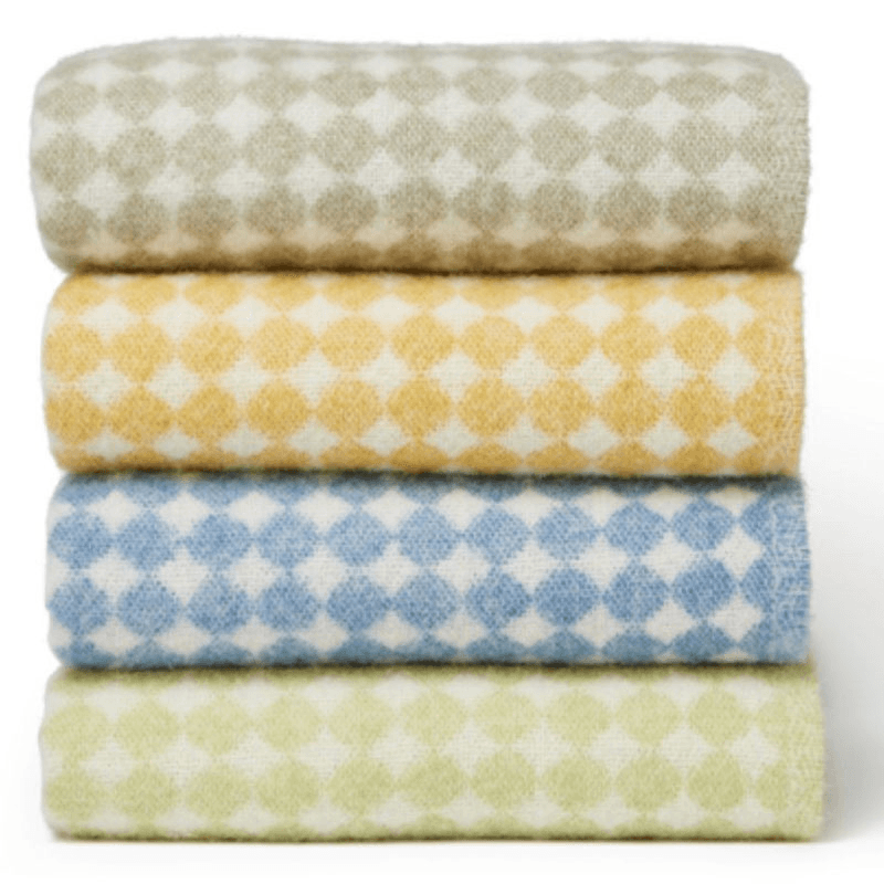 Jacquard Spot Pure New Wool Throw, 130 x 200cm, Blue Jay