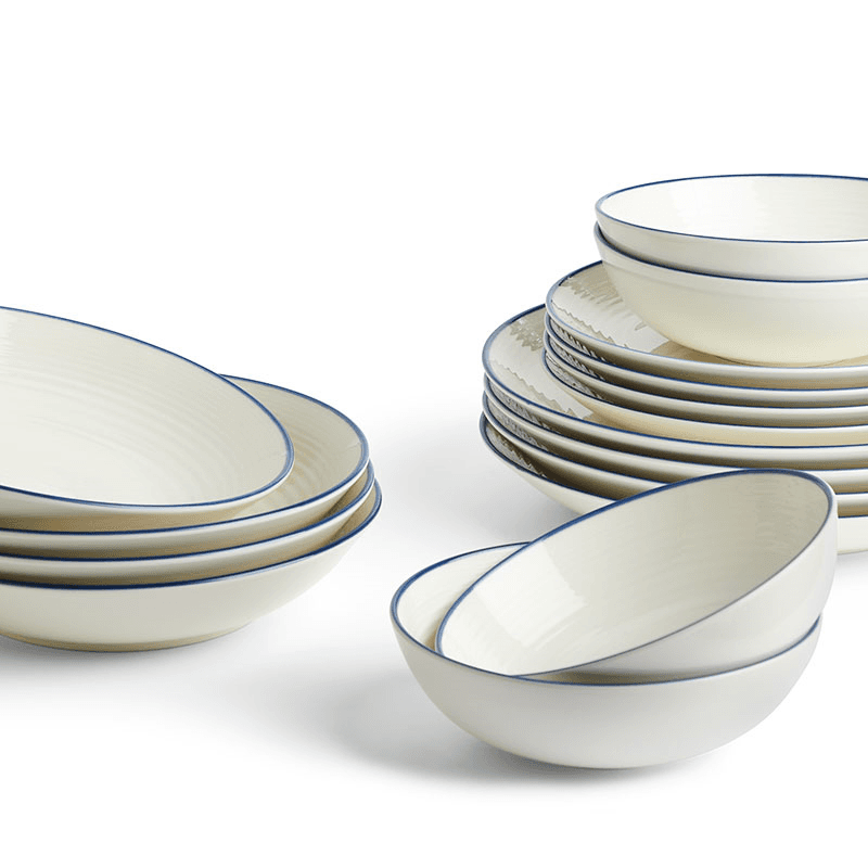 Gordon Ramsay Maze Denim Line 16 Piece Dinnerware Set, White