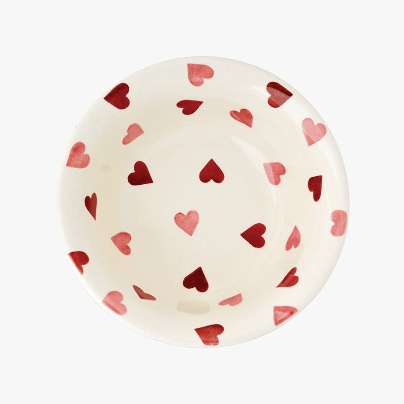 Pink Hearts Cereal Bowl, D16.5cm, Cream